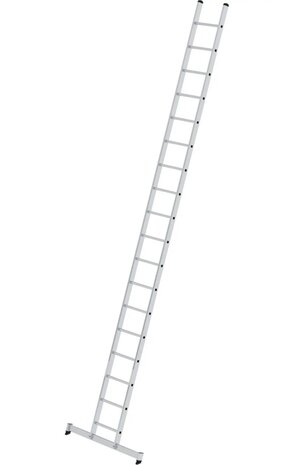 Roossien Aluminium enkele ladder, 18 sporten met Nivello-stabilisatiebalk