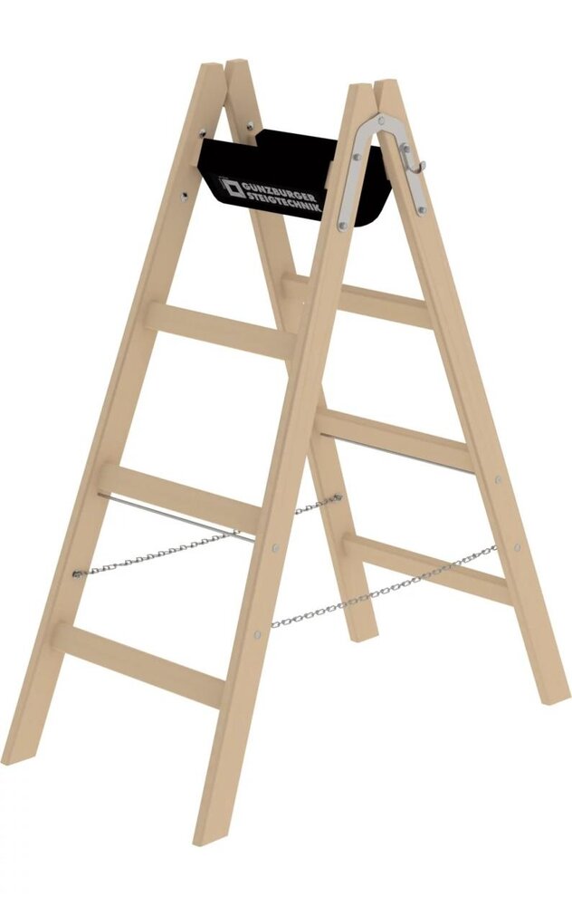 Roossien Houten dubbele ladder, 2x4 sporten