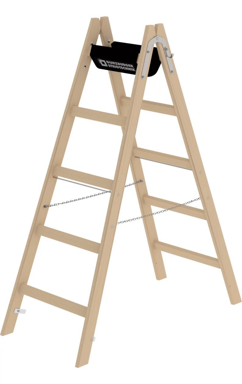 kopen? | Houten dubbele ladder, 2x5 sporten