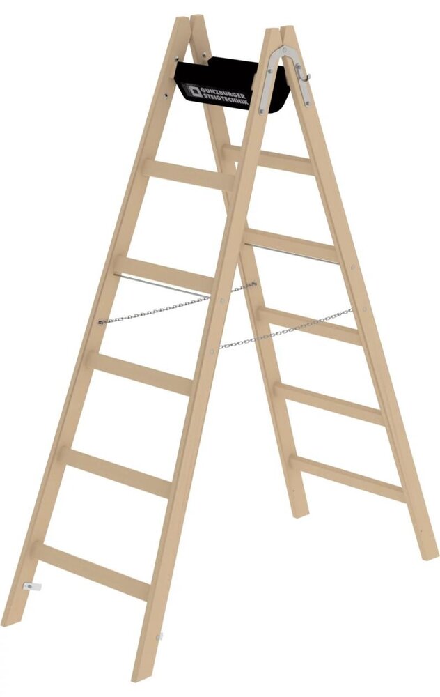 Roossien Houten dubbele ladder, 2x6 sporten