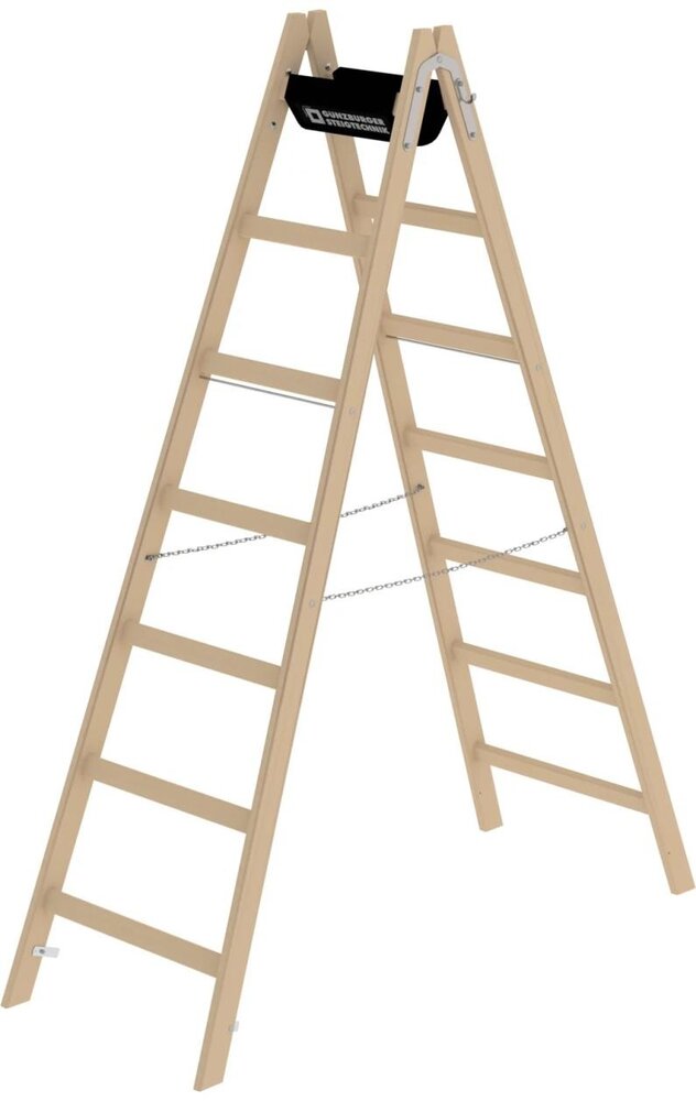Roossien Houten dubbele ladder, 2x7 sporten