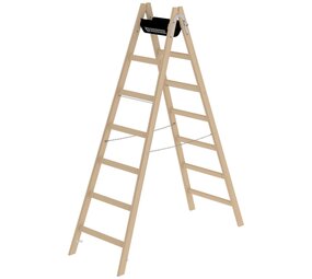 Roossien Houten dubbele ladder, 2x7 sporten