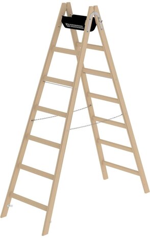 Roossien Houten dubbele ladder, 2x7 sporten