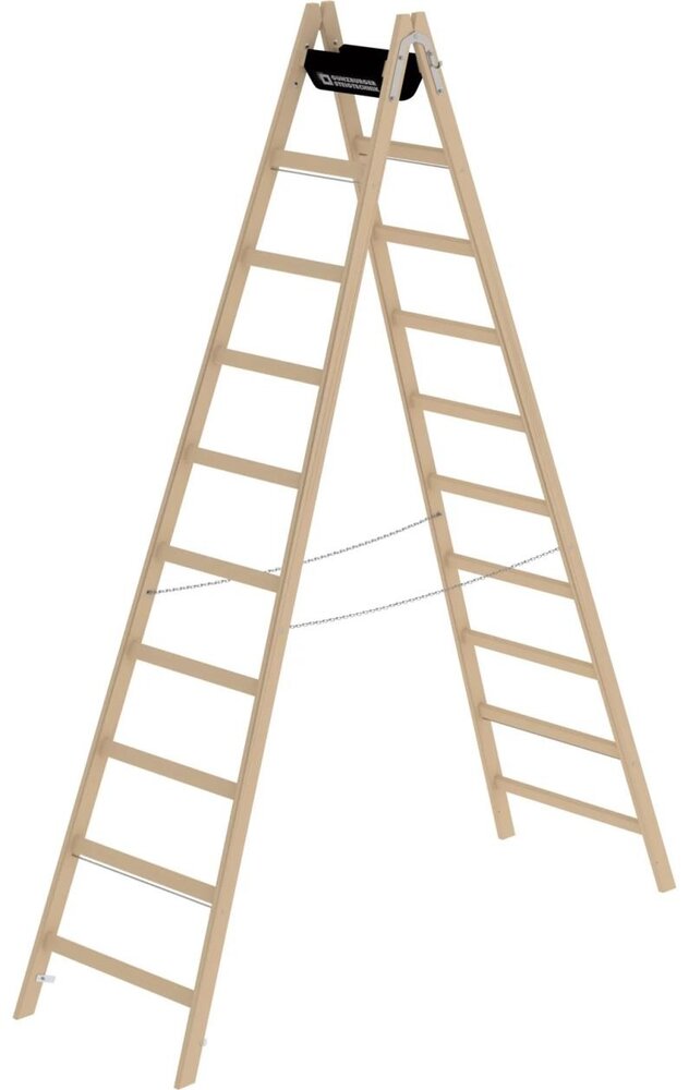 Roossien Houten dubbele ladder, 2x10 sporten