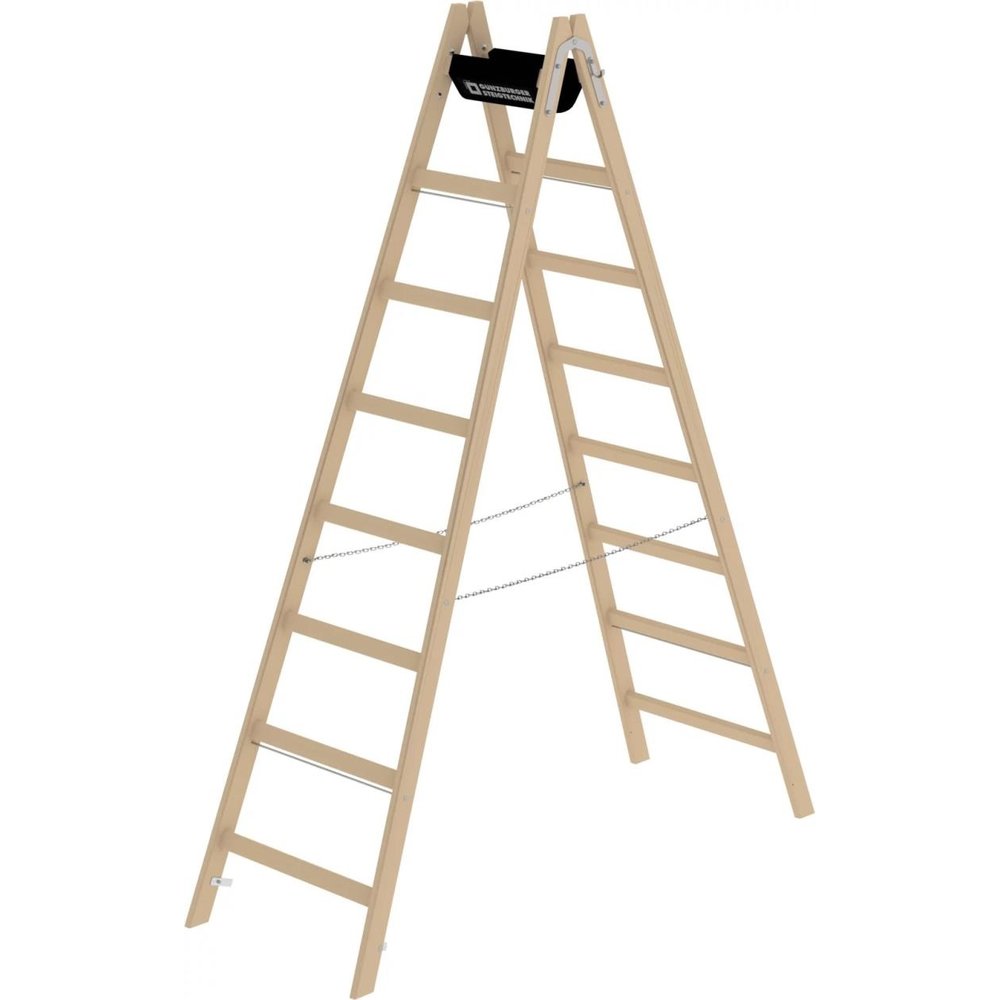 Ladder kopen? Houten dubbele ladder, 2x8 sporten Ladder.nl