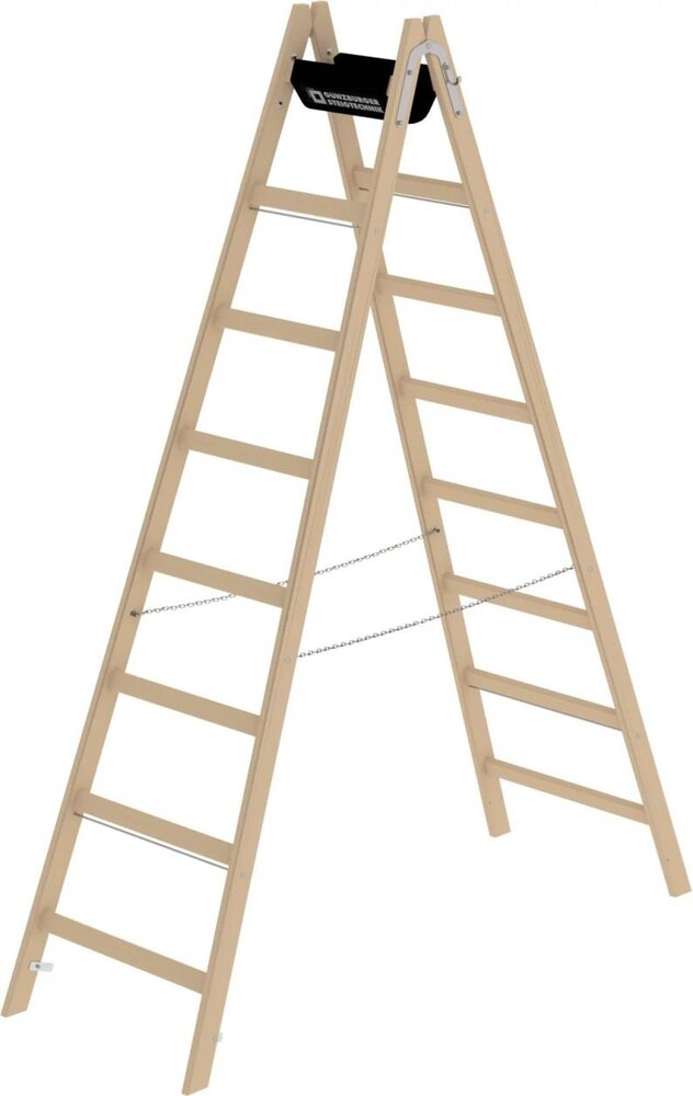 Roossien Houten dubbele ladder, 2x8 sporten