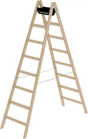 Roossien Houten dubbele ladder, 2x8 sporten