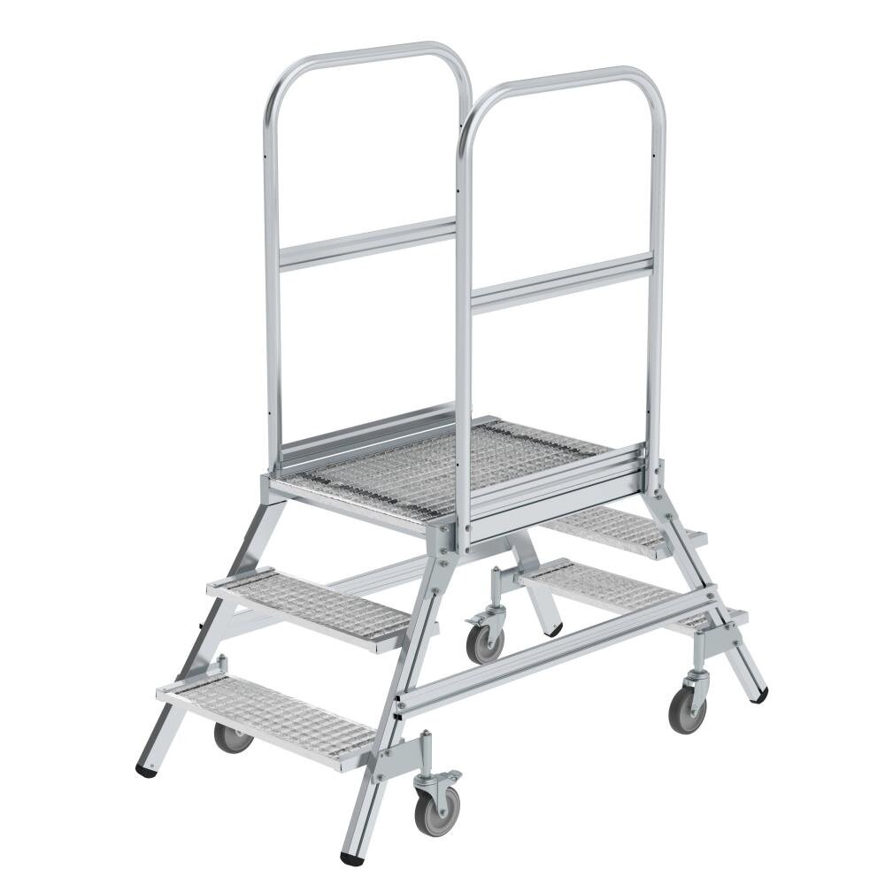 Munk Aluminium dubbele bordestrap met 2x3 stalen treden Munk Aluminium dubbele bordestrap met 2x3 stalen treden