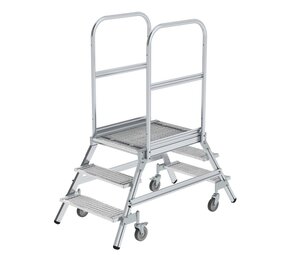 Munk Aluminium dubbele bordestrap met 2x3 stalen treden Munk Aluminium dubbele bordestrap met 2x3 stalen treden