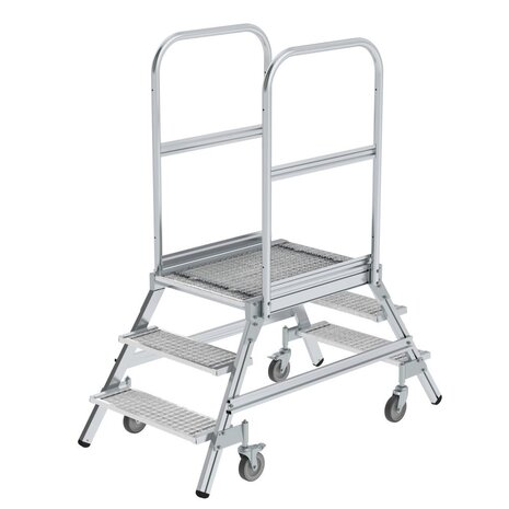 Munk Aluminium dubbele bordestrap met 2x3 stalen treden Munk Aluminium dubbele bordestrap met 2x3 stalen treden