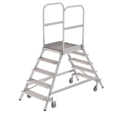 Munk Aluminium dubbele bordestrap met 2x5 stalen treden Munk Aluminium dubbele bordestrap met 2x5 stalen treden