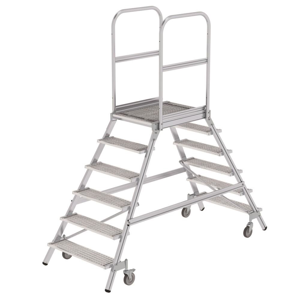 Roossien Aluminium dubbele bordestrap met 2x6 stalen treden