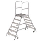 Munk Aluminium dubbele bordestrap met 2x6 stalen treden Munk Aluminium dubbele bordestrap met 2x6 stalen treden