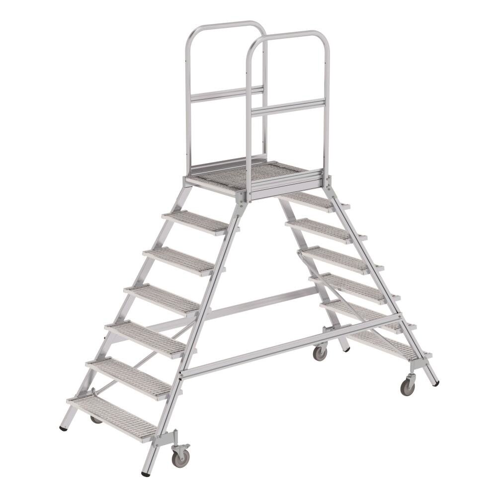 Roossien Aluminium dubbele bordestrap met 2x7 stalen treden