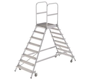 Munk Aluminium dubbele bordestrap met 2x8 stalen treden Munk Aluminium dubbele bordestrap met 2x8 stalen treden