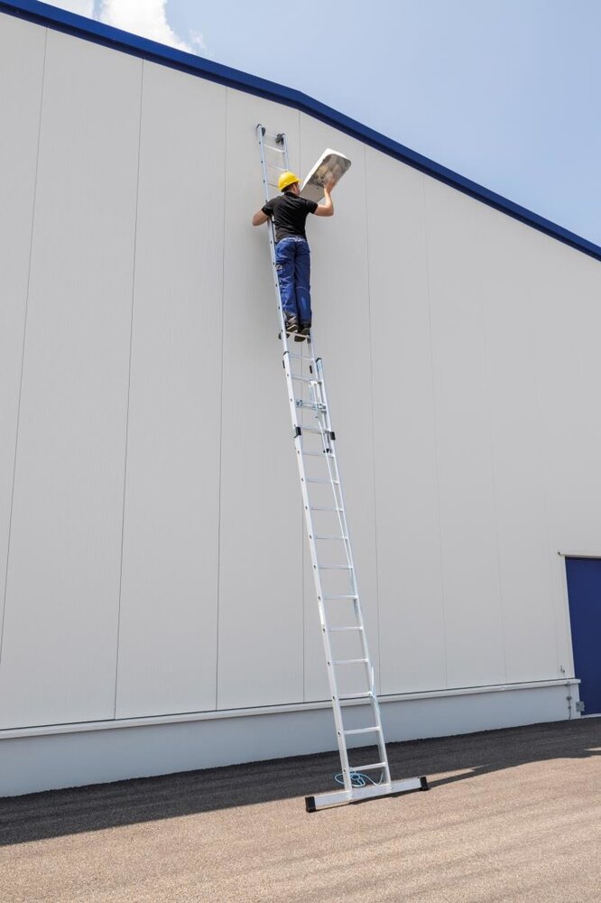 Roossien 2-delige optrekladder, 2x18 sporten met standaard stabilisatiebalk