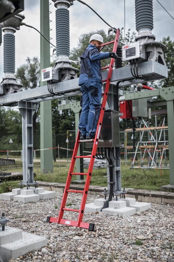 Munk Volkunststof enkele ladder, 12 sporten met stabilisatiebalk