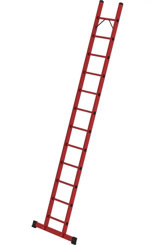 Munk Volkunststof enkele ladder, 12 sporten met stabilisatiebalk