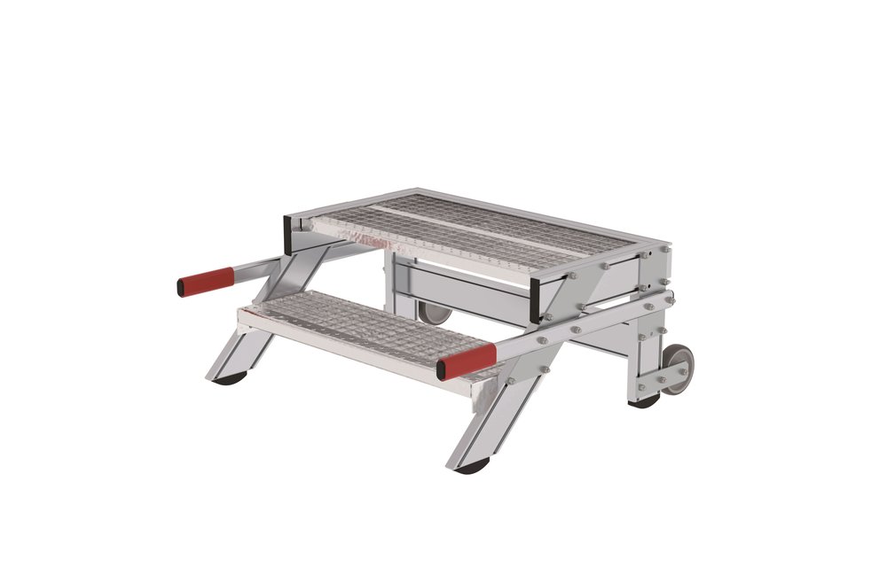 Plateautrap, roostertrede, verrijdbaar, 1x2