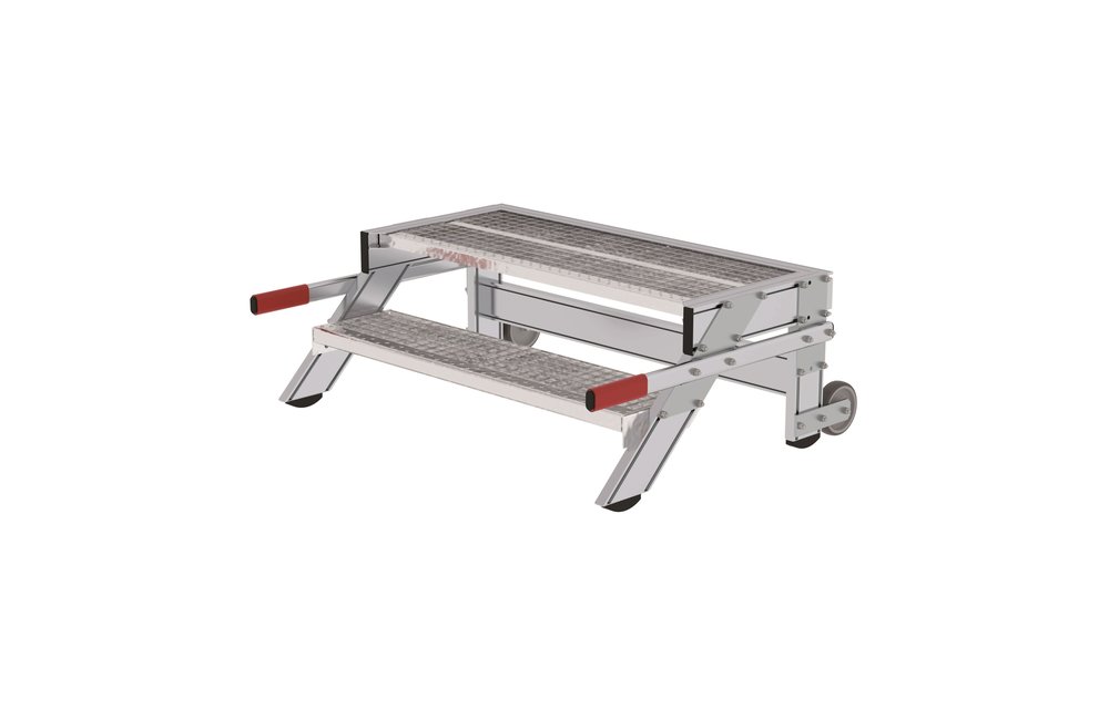 Plateautrap, roostertrede, verrijdbaar, 1x2