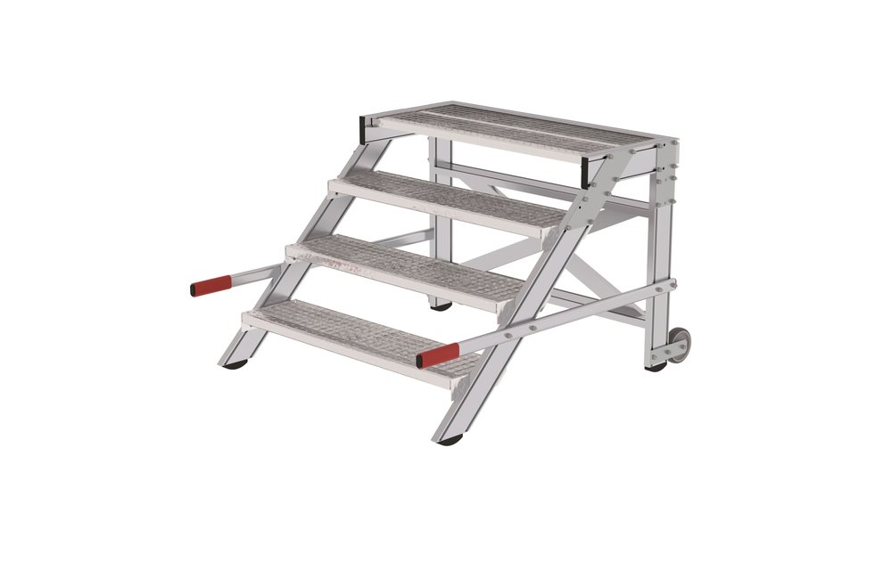 Plateautrap, roostertrede, verrijdbaar, 1x4