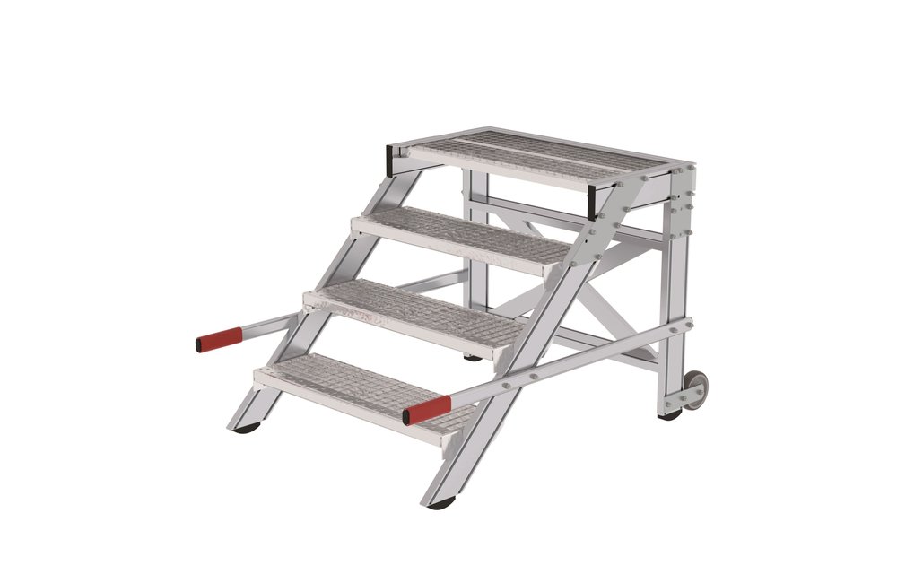 Plateautrap, roostertrede, verrijdbaar, 1x4