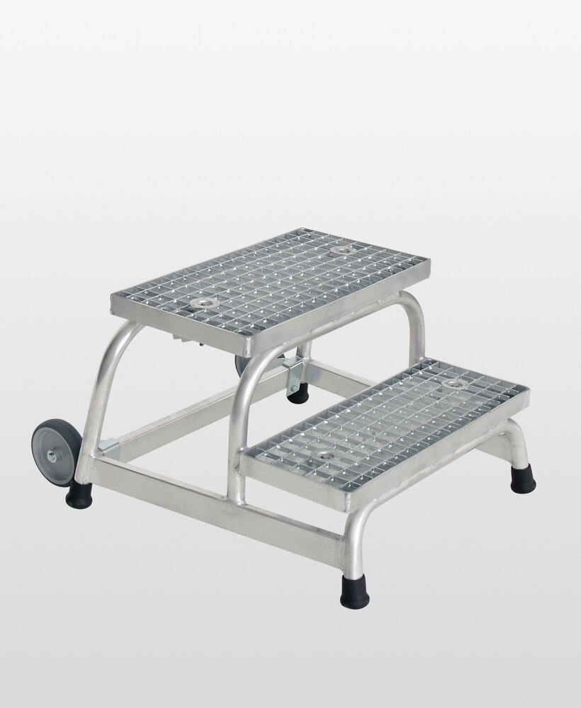 Munk Verrijdbare plateautrap, 2 staal roostertreden Munk Verrijdbare plateautrap, 2 staal roostertreden