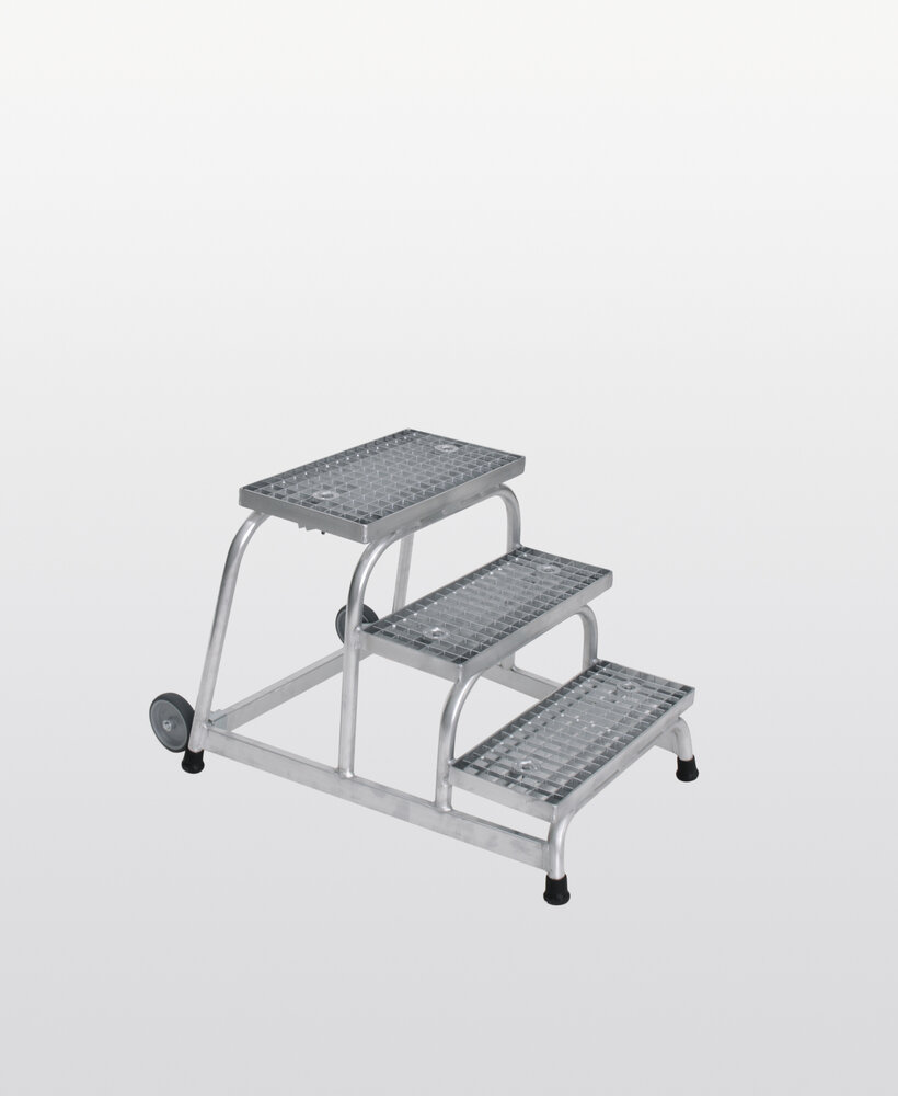 Roossien Verrijdbare plateautrap, 3 staal roostertreden