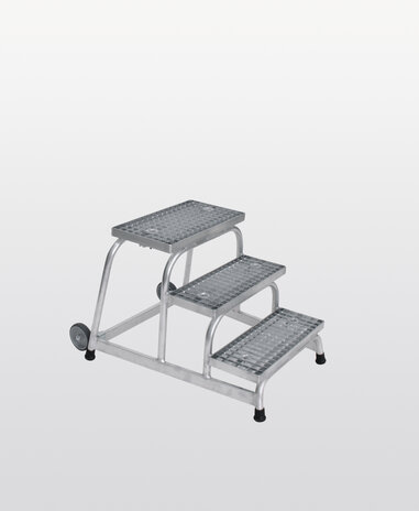Roossien Verrijdbare plateautrap, 3 staal roostertreden