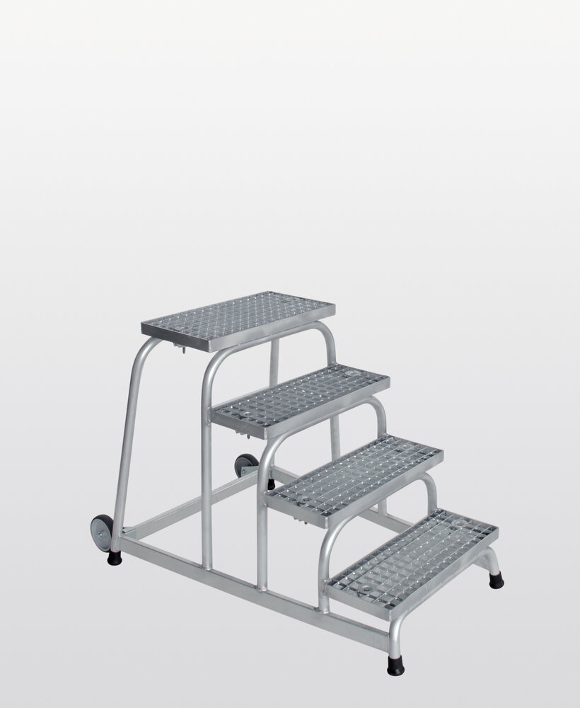 Roossien Verrijdbare plateautrap, 4 staal roostertreden
