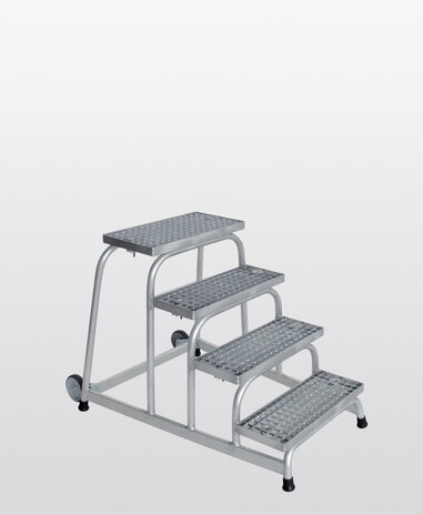 Munk Verrijdbare plateautrap, 4 staal roostertreden Munk Verrijdbare plateautrap, 4 staal roostertreden