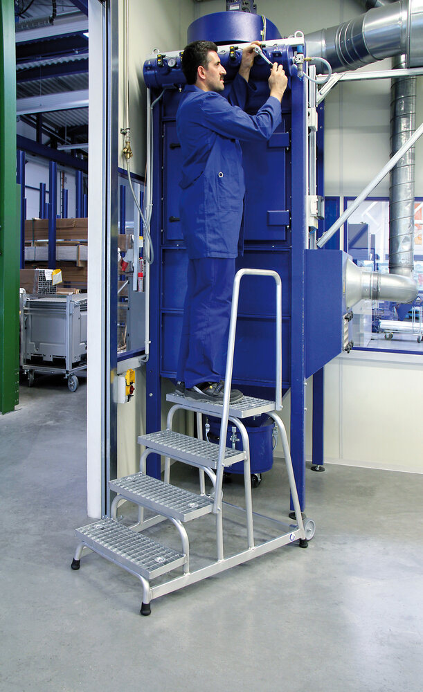 Roossien Verrijdbare plateautrap, 4 staal roostertreden