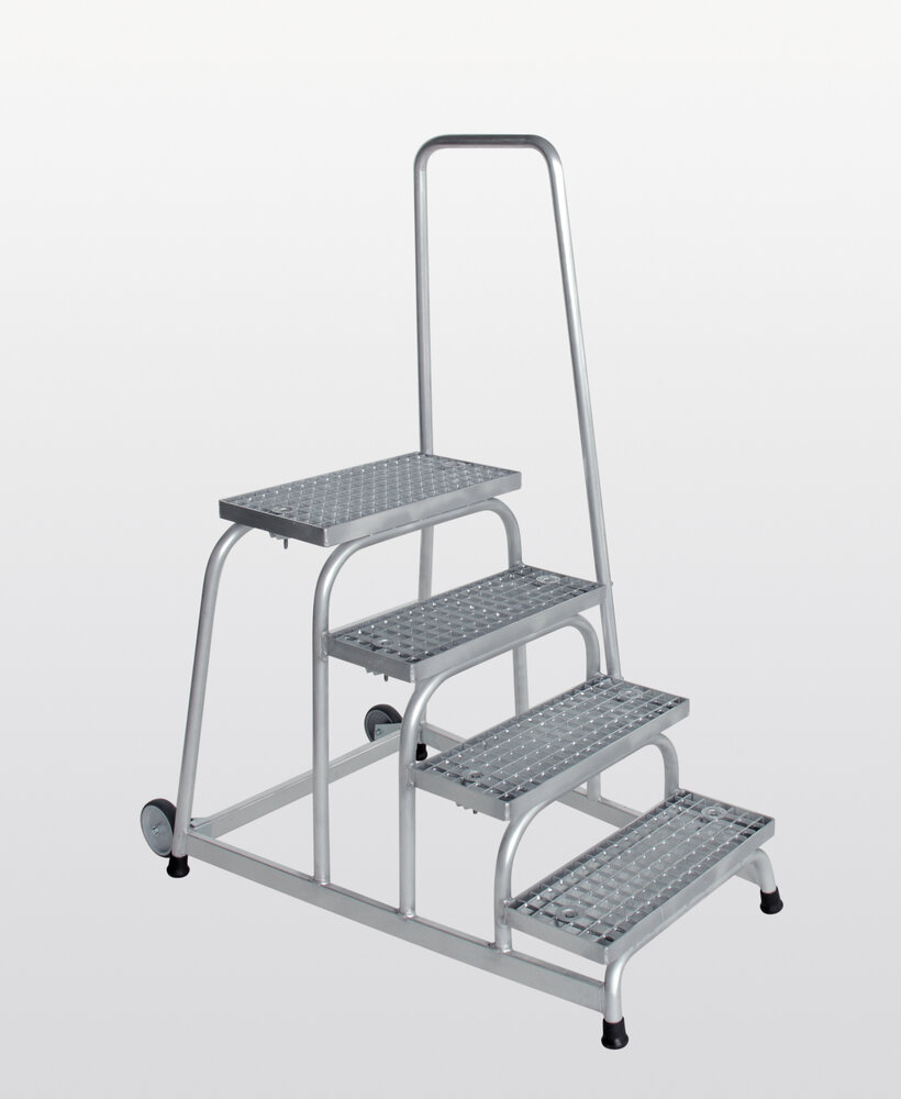 Roossien Verrijdbare plateautrap, 4 staal roostertreden