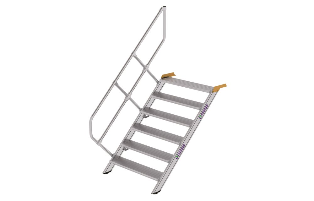 Vaste trap 45°, 1x6 aluminium treden, B=600mm