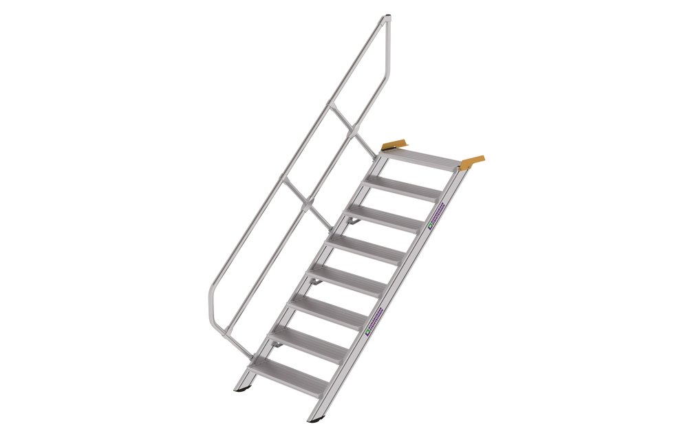 Vaste trap 45°, 1x8 aluminium treden, B=600mm