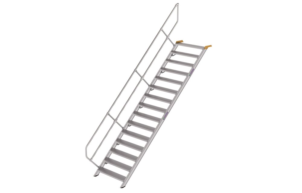 Vaste trap 45°, 1x15 aluminium treden, B=600mm