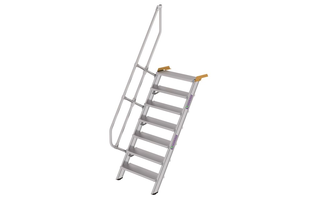 Vaste trap 60°, 1x7 aluminium treden, B=600mm