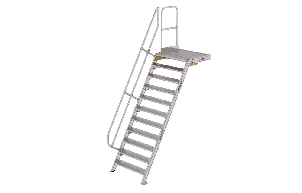 Vaste trap met platform 60°, 1x11, B=600mm