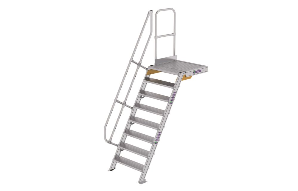 Vaste trap met platform 60°, 1x8, B=600mm