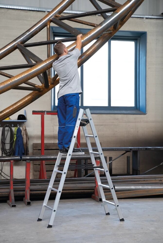 Roossien Aluminium dubbele ladder, 2x10 sporten