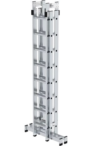 Roossien Aluminium dubbele ladder, verstelbaar, 4x8 sporten