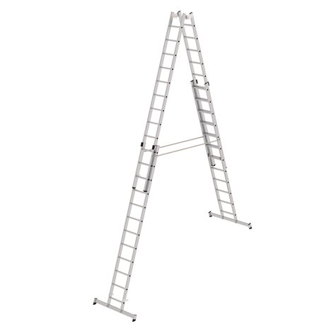Munk Aluminium dubbele ladder, verstelbaar, 4x12 sporten Munk Aluminium dubbele ladder, verstelbaar, 4x12 sporten