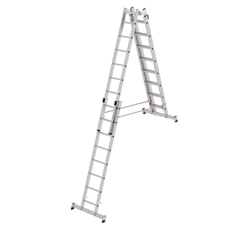 Roossien Aluminium dubbele ladder, verstelbaar, 4x8 sporten