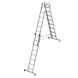 Roossien Aluminium dubbele ladder, verstelbaar, 4x8 sporten