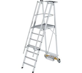 Roossien Verrijdbare bordestrap, 7 treden, klapbaar met smalle stabilisatiebalk