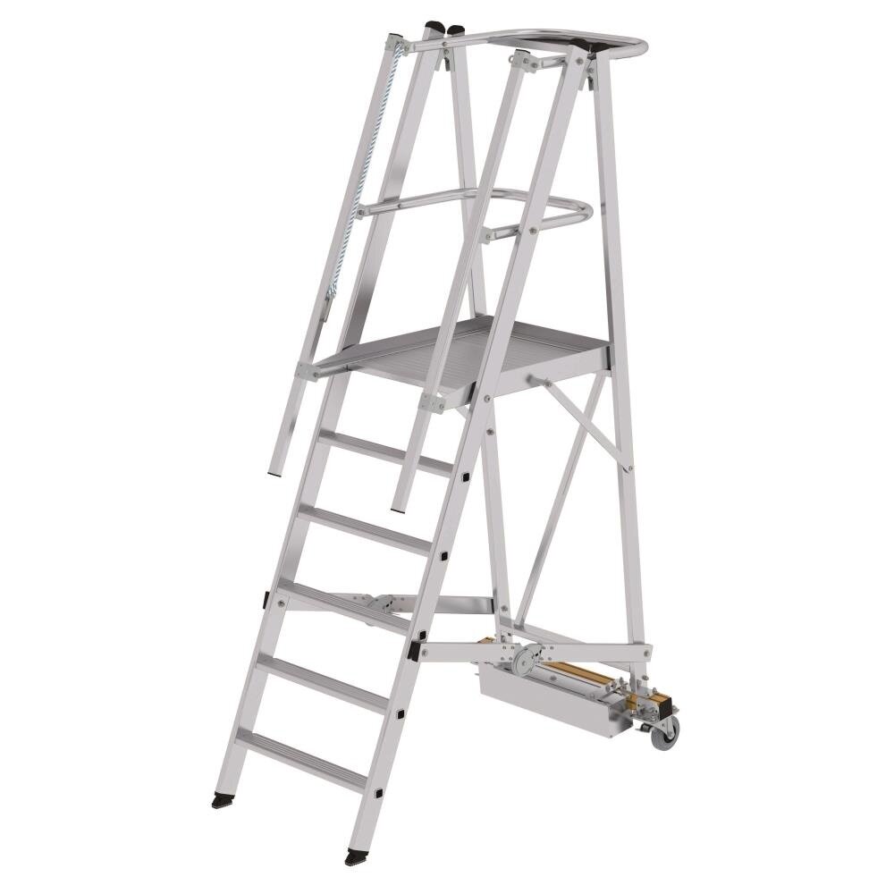 Roossien Verrijdbare bordestrap, 6 treden, klapbaar met smalle stabilisatiebalk