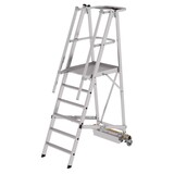Roossien Verrijdbare bordestrap, 6 treden, klapbaar met smalle stabilisatiebalk