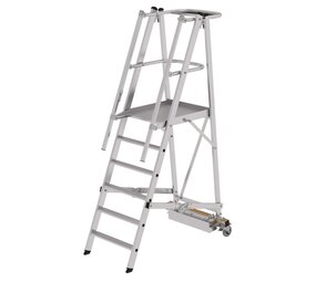 Roossien Verrijdbare bordestrap, 6 treden, klapbaar met smalle stabilisatiebalk