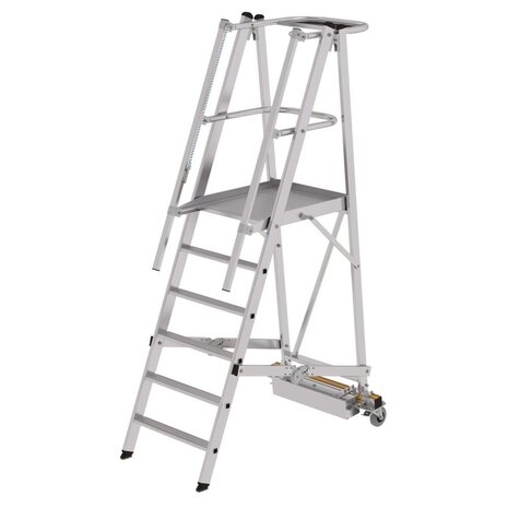 Roossien Verrijdbare bordestrap, 6 treden, klapbaar met smalle stabilisatiebalk