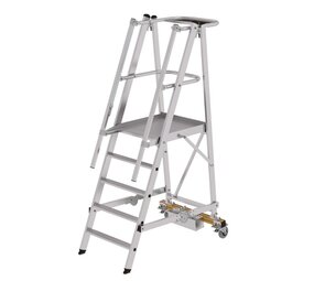 Munk Verrijdbare bordestrap, 5 treden, klapbaar met smalle stabilisatiebalk Munk Verrijdbare bordestrap, 5 treden, klapbaar met smalle stabilisatiebalk